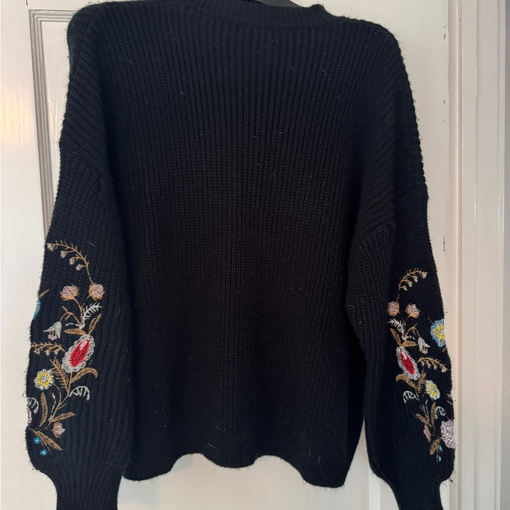 Embroidered Black Sweater